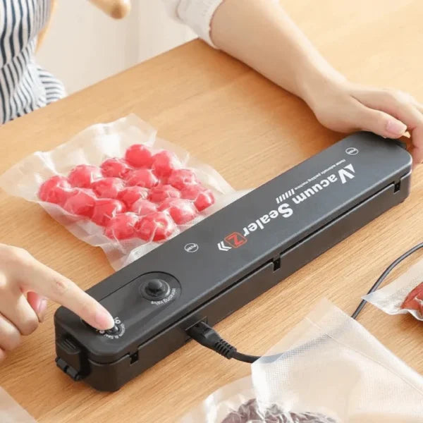 SELLADORA AL VACIO CURLERPRO™ + 10 bolsas de 15 x 25 cm  - Conserva tus alimentos hasta 5 veces más tiempo!