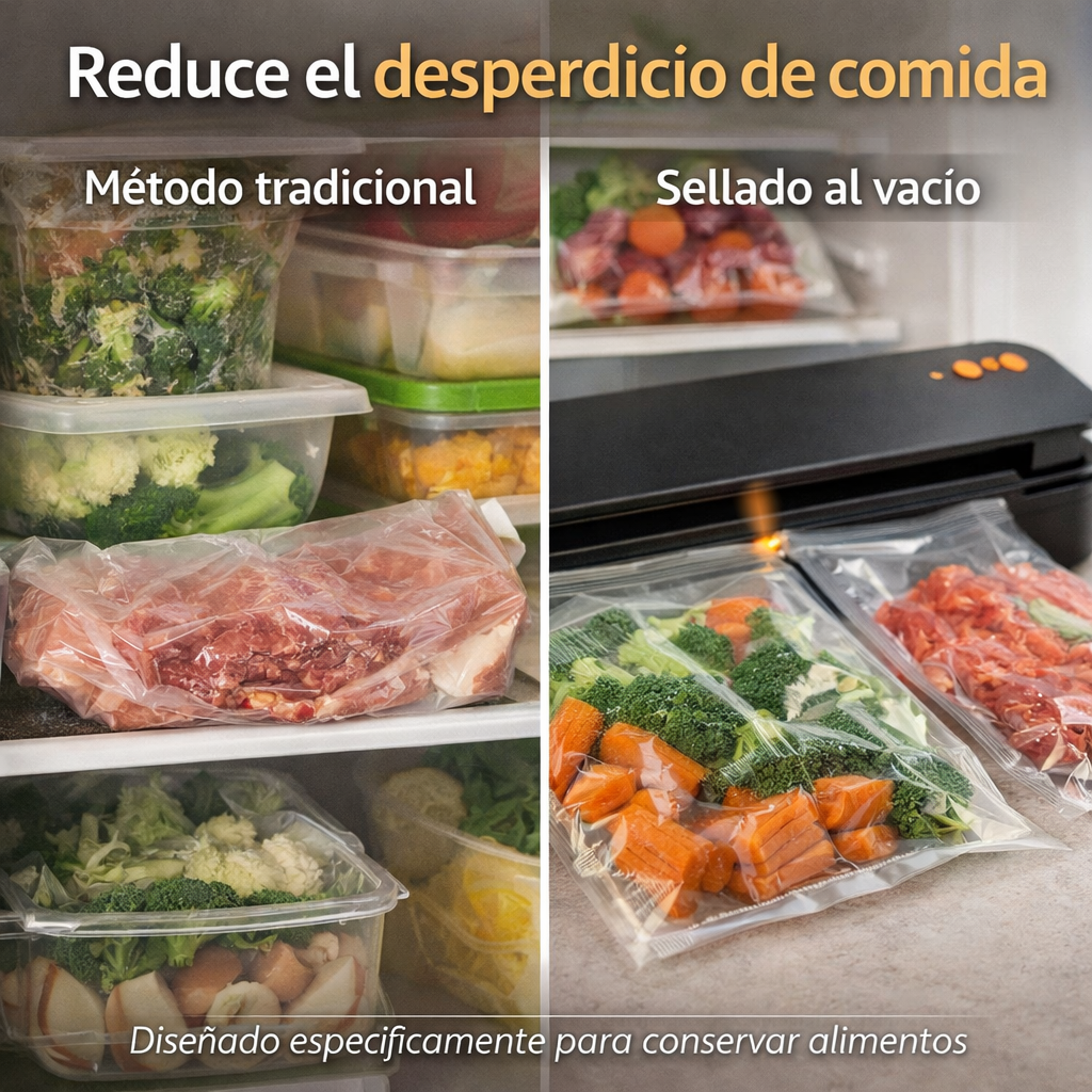 SELLADORA AL VACIO CURLERPRO™ + 10 bolsas de 15 x 25 cm  - Conserva tus alimentos hasta 5 veces más tiempo!