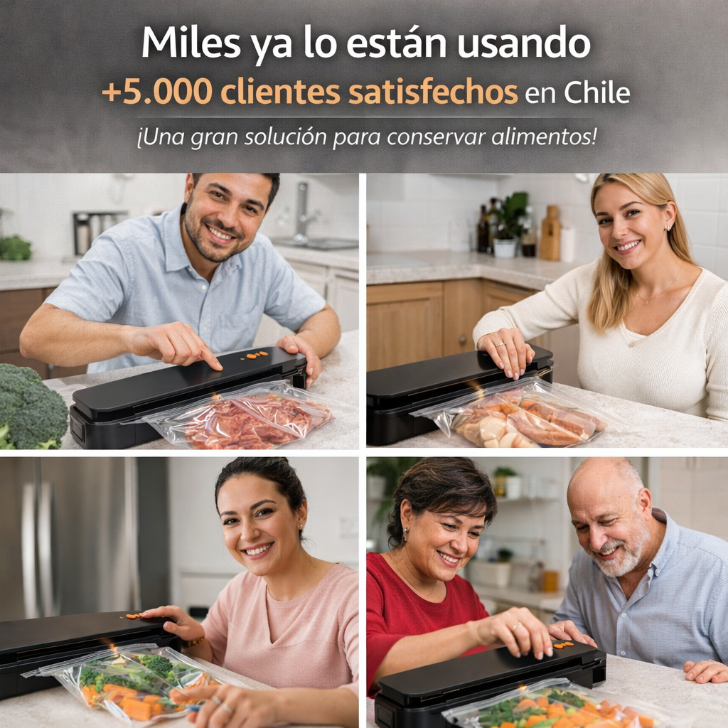SELLADORA AL VACIO CURLERPRO™ + 10 bolsas de 15 x 25 cm  - Conserva tus alimentos hasta 5 veces más tiempo!